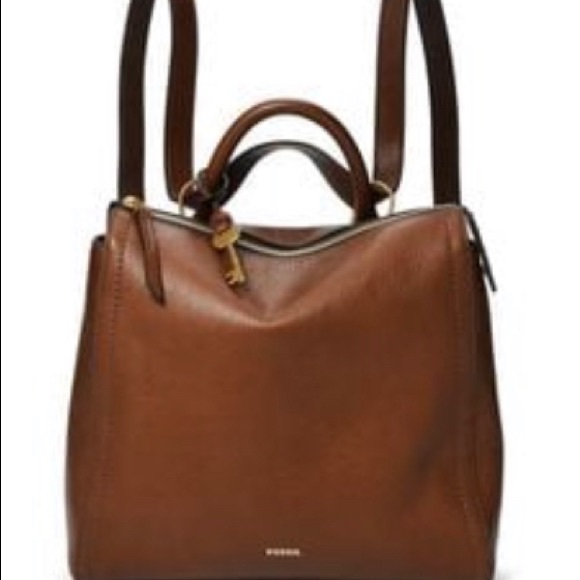 Fossil Brown Leather Backpack - Picture 1 of 10